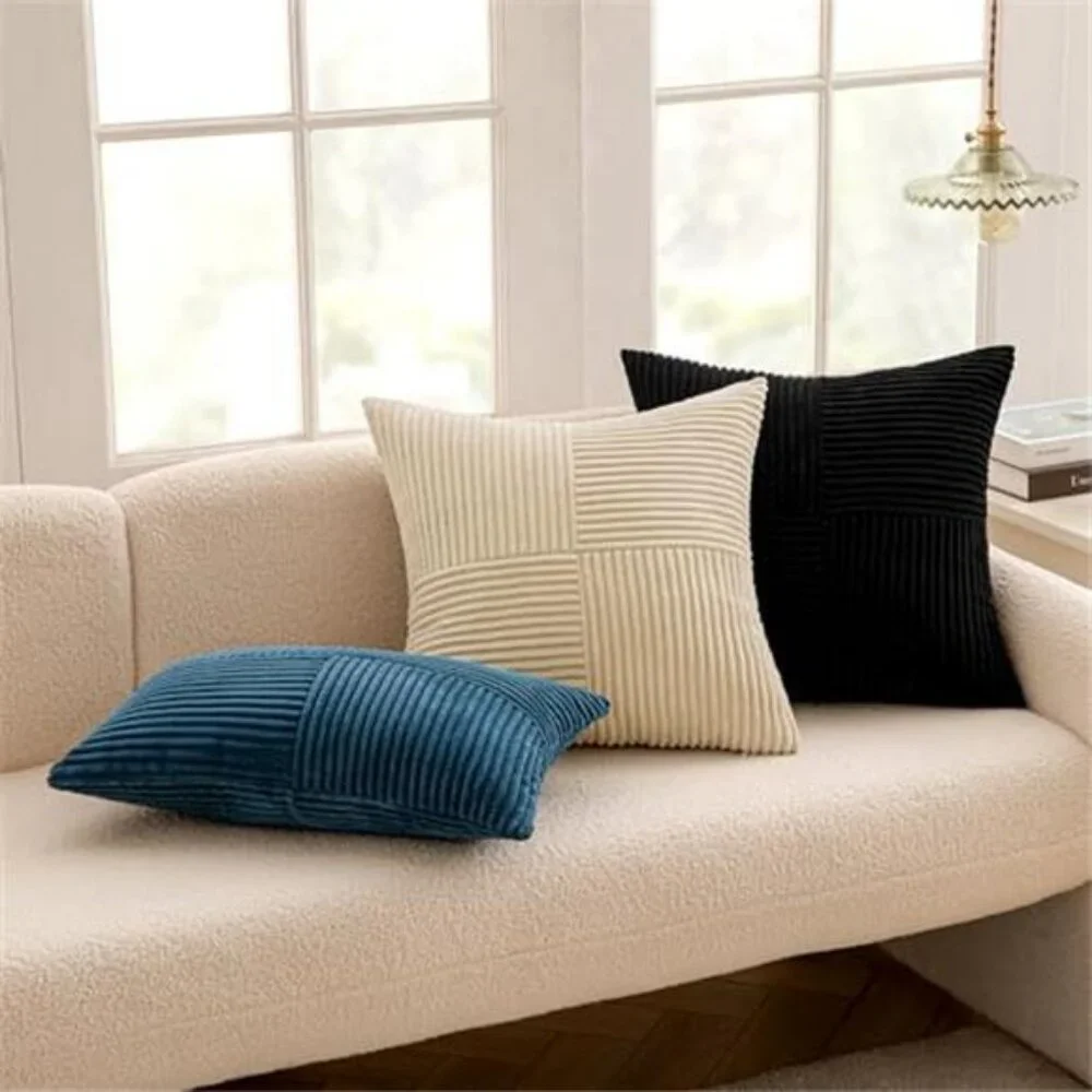 2 Black Decorative Throw Pillow Covers 18x18 Inch for Couch Bed Sofa Pack